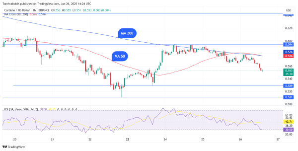 Cardano (ADA) on Verge of Hourly Death Cross as Market Sell-off Deepens