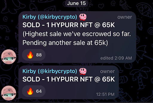 Official Hyperliquid NFTs Hit All-Time High of $65,000 on OTC Desks