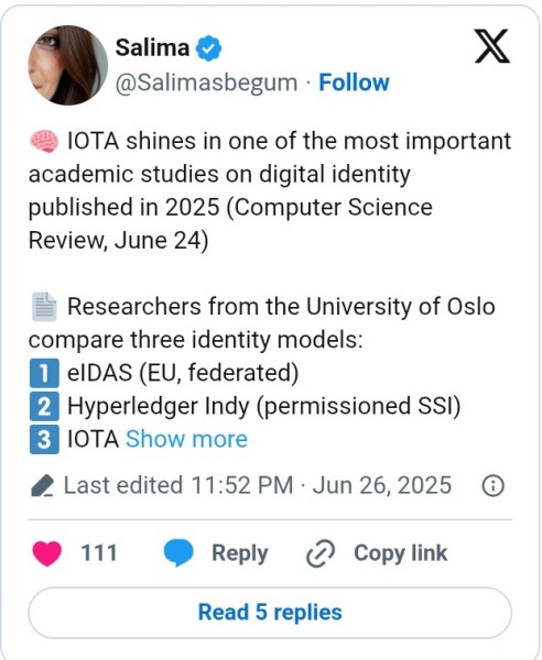 IOTA Praised in Peer-Reviewed Study for Leading Digital ID Innovation IOTA Praised in Peer-Reviewed Study for Leading Digital ID Innovation