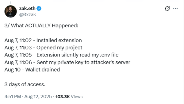 Ethereum core dev’s crypto wallet drained by malicious AI extension