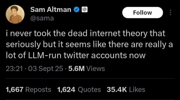 Sam Altman admits the internet already feels run by AI