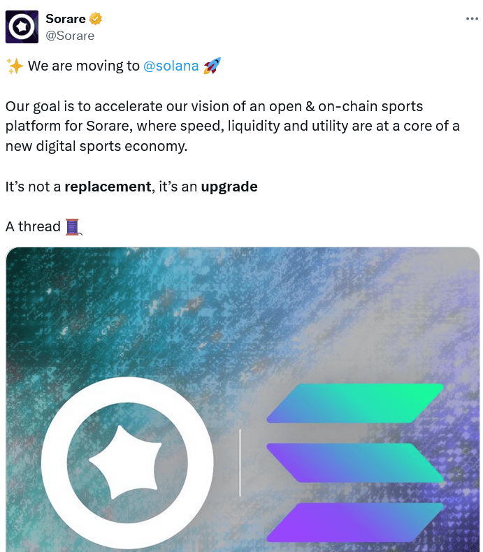 Sorare CEO still bullish on Ethereum despite ‘upgrade’ to Solana Sorare CEO still bullish on Ethereum despite ‘upgrade’ to Solana